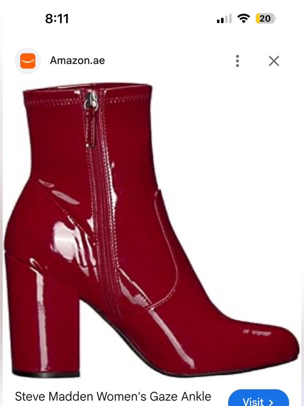 Steve Madden Red Patent Ankle Boots size 7